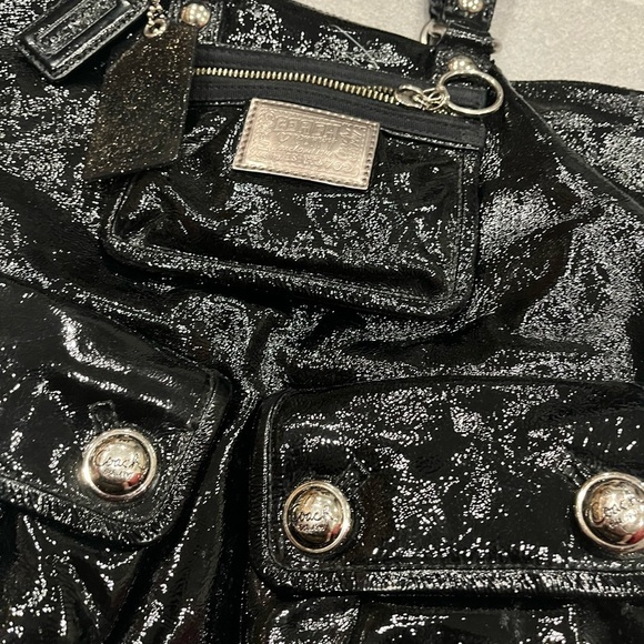 Coach Poppy Black Patent Leather Women's Hobo Tote Bag - Picture 2 of 11